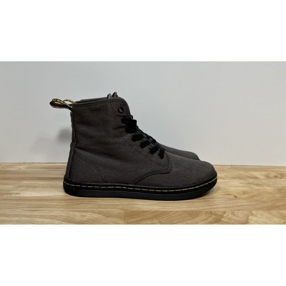 Dr. Martens Shoes - Doc Dr. Martens Women’s Size 7 Shoreditch Gray Canvas Lace Up Ankle Boots AW004